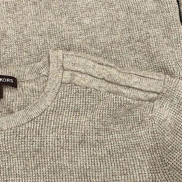 Michael Kors Grey Waffle Knit Sweater XL Cotton Wool Blend GUC Classic Designer - Picture 4 of 5